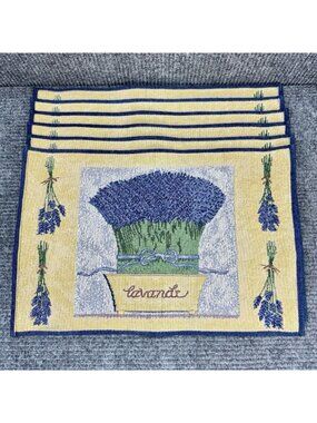 Lot Of 6 Lavender ‘Lavande’ Placemats Vintage Woven Tapestry Cottagecore 18”x12”